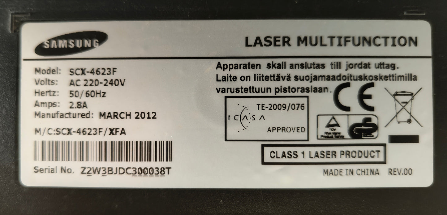 Samsung SCX-4623F monochrome laser multifunctional printer (used, fully operational)