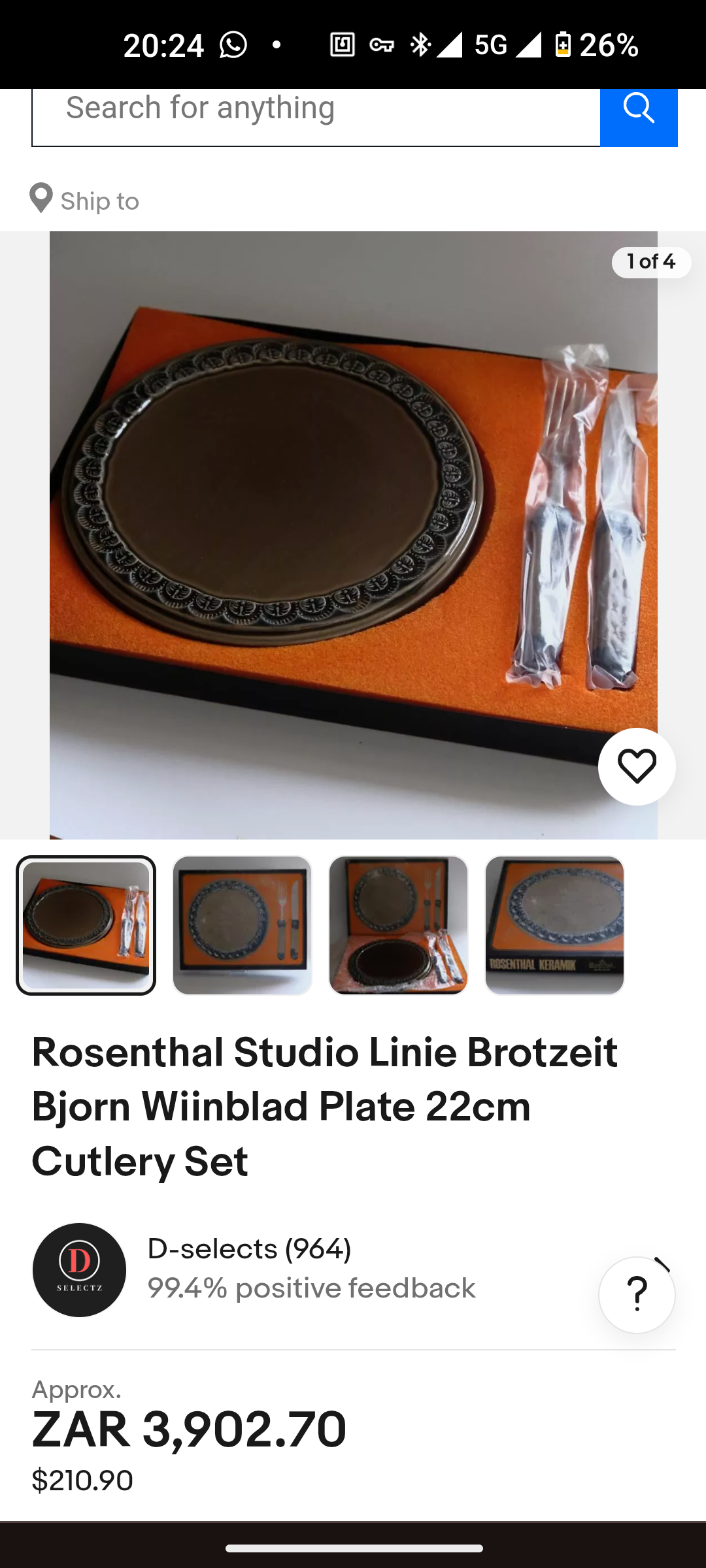 Rosenthal Studio Linie Brotzeit Bjorn Wiinblad Plate 22cm Cutlery Set